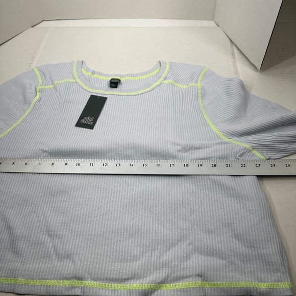 Wild Fable Women's Size 3X Long Sleeve Slim Fit Baby Ribbed Tee Shirt Blue New - Picture 9 of 13